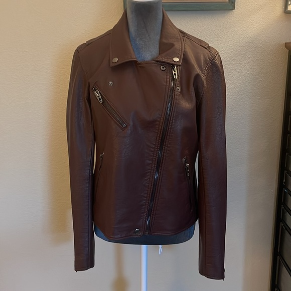 BLANKNYC Anthropologie Faux Leather Moto Jacket Plum/Prune Color - NWT, Size L - Picture 6 of 11